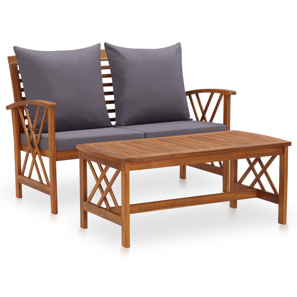 2-delige Loungeset met kussens massief acaciahout is nu te koop bij PeponiXL, paradijselijk wonen!