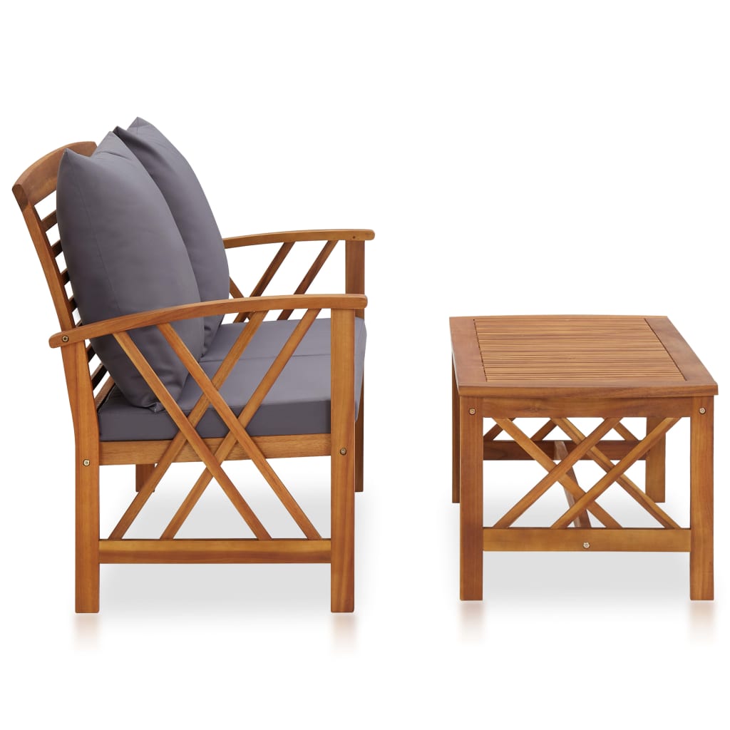 2-delige Loungeset met kussens massief acaciahout is nu te koop bij PeponiXL, paradijselijk wonen!
