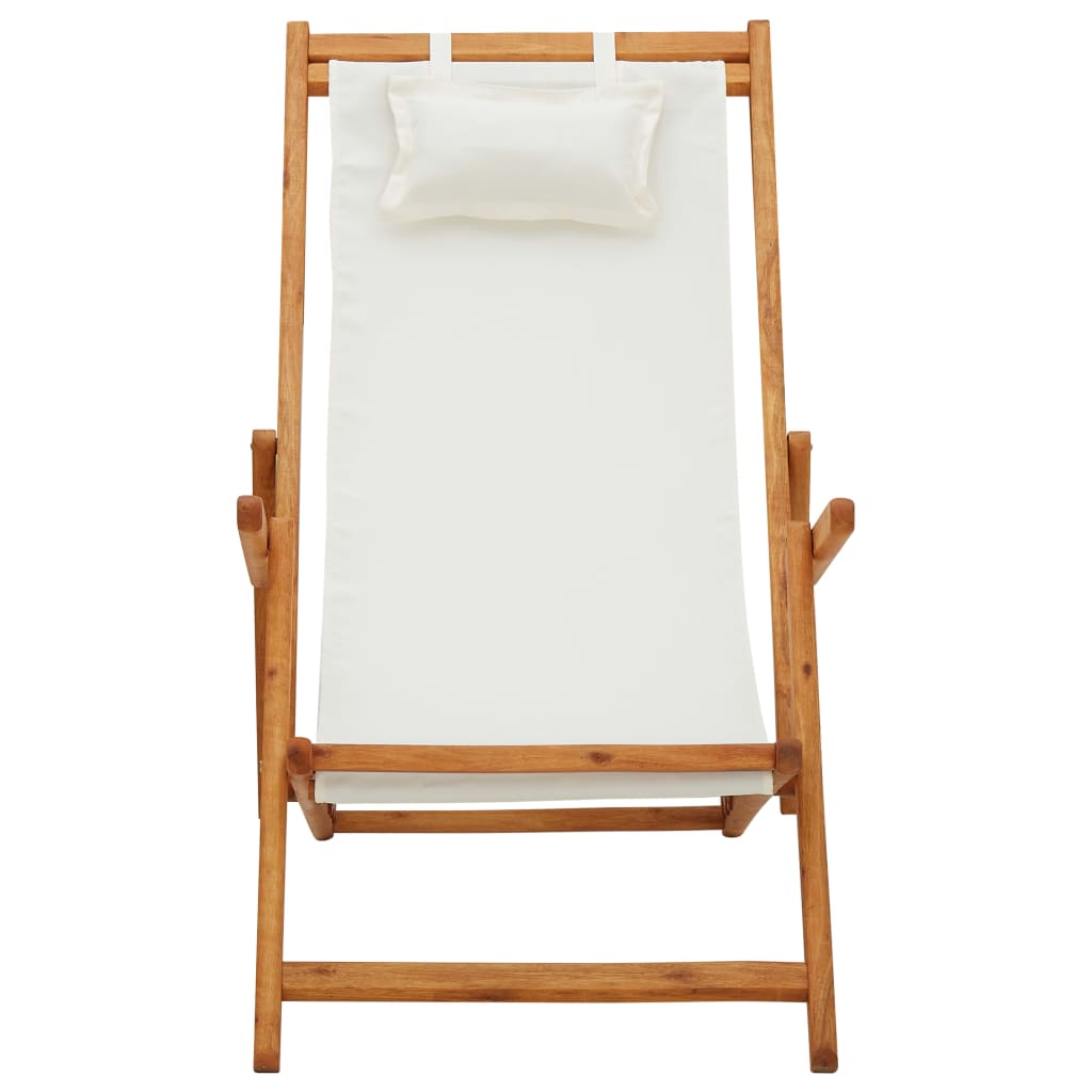 Strandstoel inklapbaar massief eucalyptushout en stof crème is nu te koop bij PeponiXL, paradijselijk wonen!