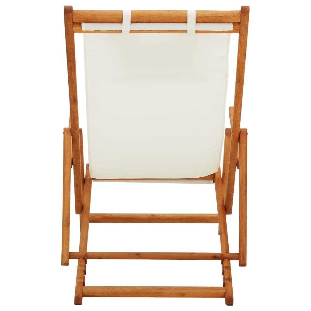 Strandstoel inklapbaar massief eucalyptushout en stof crème is nu te koop bij PeponiXL, paradijselijk wonen!