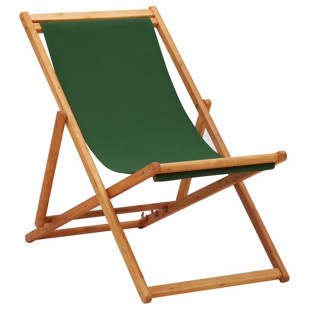 Strandstoel inklapbaar eucalyptushout en stof groen is nu te koop bij PeponiXL, paradijselijk wonen!