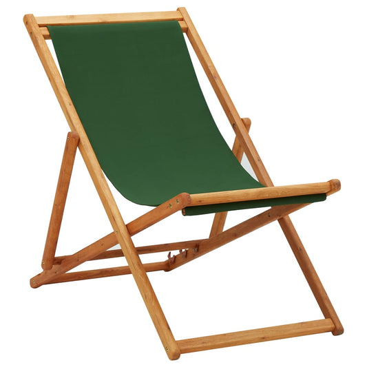 Strandstoel inklapbaar eucalyptushout en stof groen is nu te koop bij PeponiXL, paradijselijk wonen!