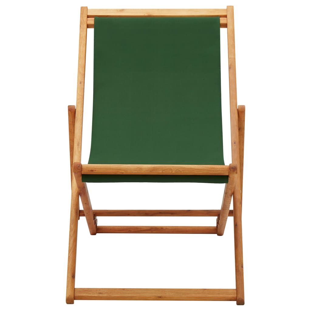 Strandstoel inklapbaar eucalyptushout en stof groen is nu te koop bij PeponiXL, paradijselijk wonen!