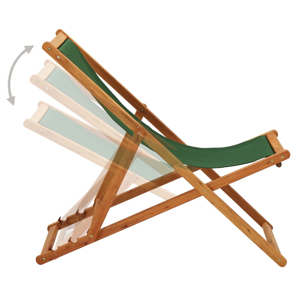 Strandstoel inklapbaar eucalyptushout en stof groen is nu te koop bij PeponiXL, paradijselijk wonen!