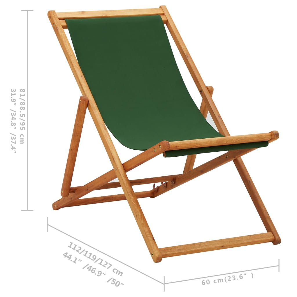 Strandstoel inklapbaar eucalyptushout en stof groen is nu te koop bij PeponiXL, paradijselijk wonen!