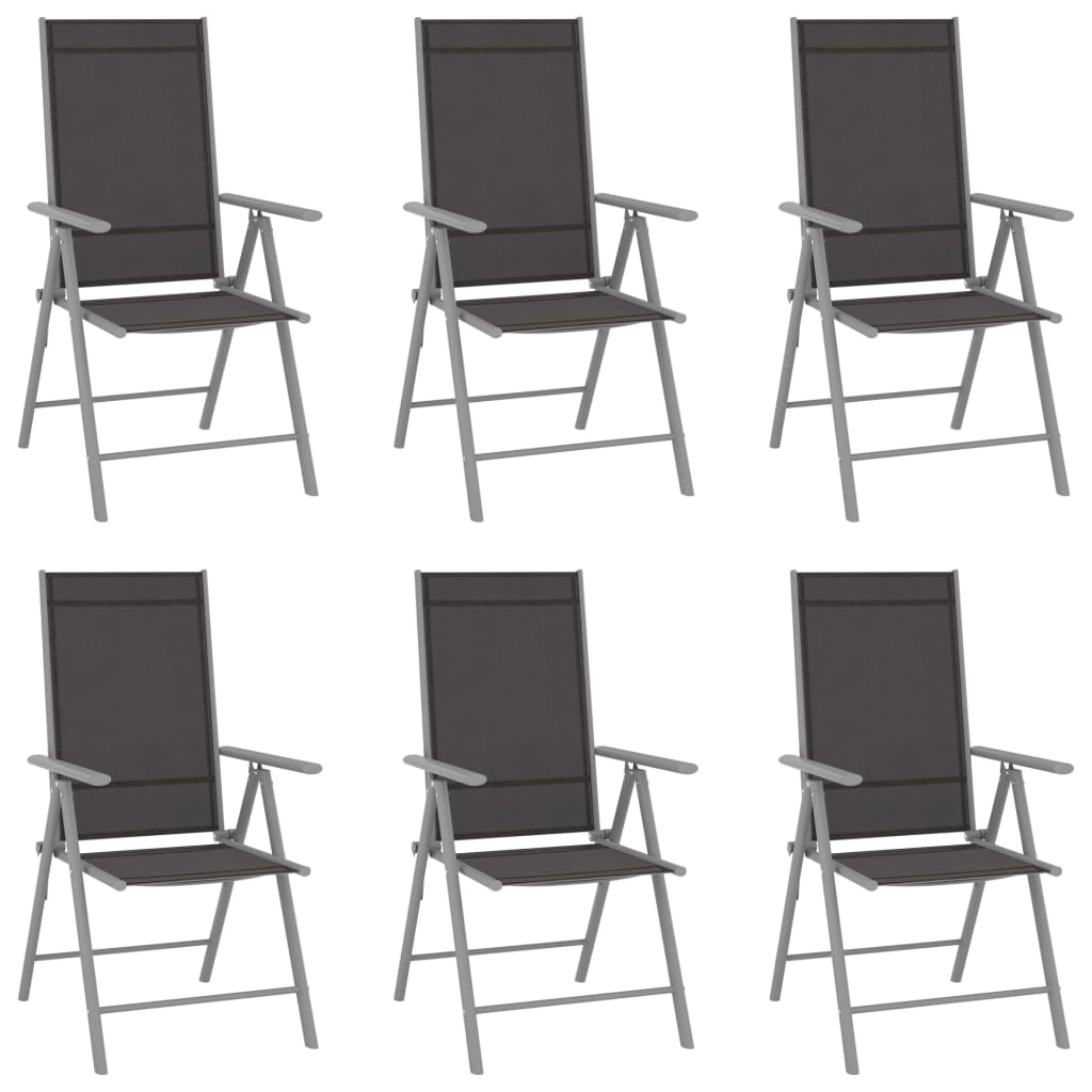 Tuinstoelen 6 st inklapbaar textileen zwart is nu te koop bij PeponiXL, paradijselijk wonen!