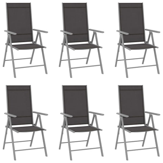 Tuinstoelen 6 st inklapbaar textileen zwart is nu te koop bij PeponiXL, paradijselijk wonen!