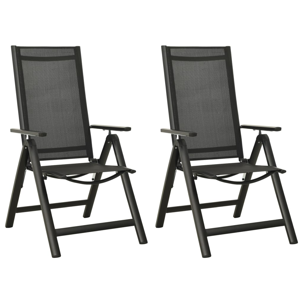 Tuinstoelen 2 st inklapbaar textileen aluminium zwart is nu te koop bij PeponiXL, paradijselijk wonen!