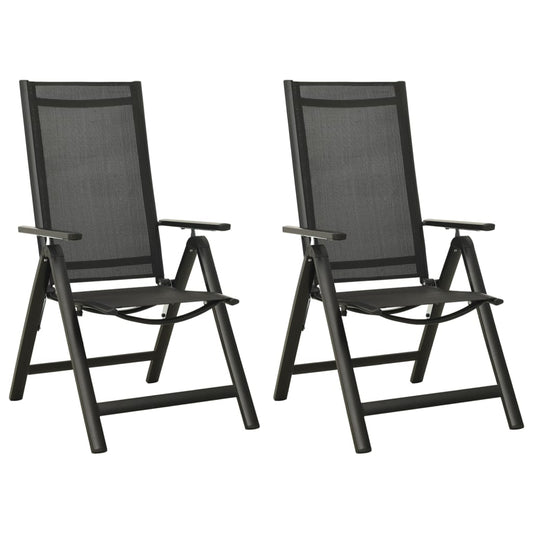 Tuinstoelen 2 st inklapbaar textileen aluminium zwart is nu te koop bij PeponiXL, paradijselijk wonen!