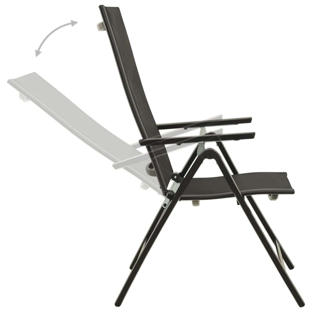 Tuinstoelen 2 st inklapbaar textileen aluminium zwart is nu te koop bij PeponiXL, paradijselijk wonen!