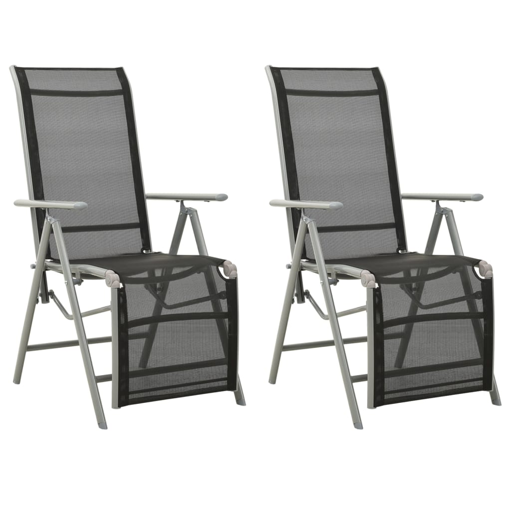 Tuinstoelen 2 st verstelbaar textileen aluminium zilverkleurig is nu te koop bij PeponiXL, paradijselijk wonen!