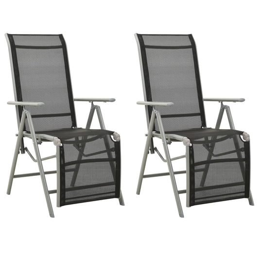Tuinstoelen 2 st verstelbaar textileen aluminium zilverkleurig is nu te koop bij PeponiXL, paradijselijk wonen!