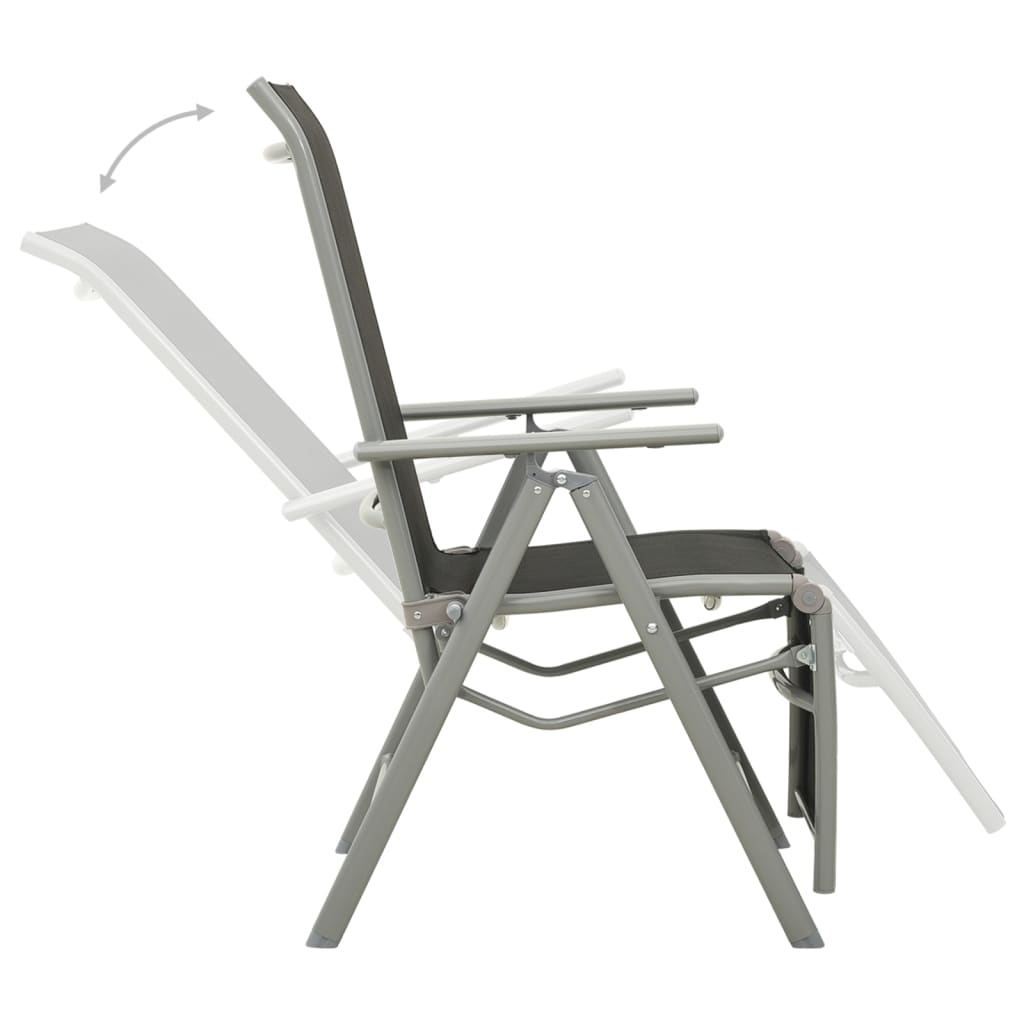 Tuinstoelen 2 st verstelbaar textileen aluminium zilverkleurig is nu te koop bij PeponiXL, paradijselijk wonen!