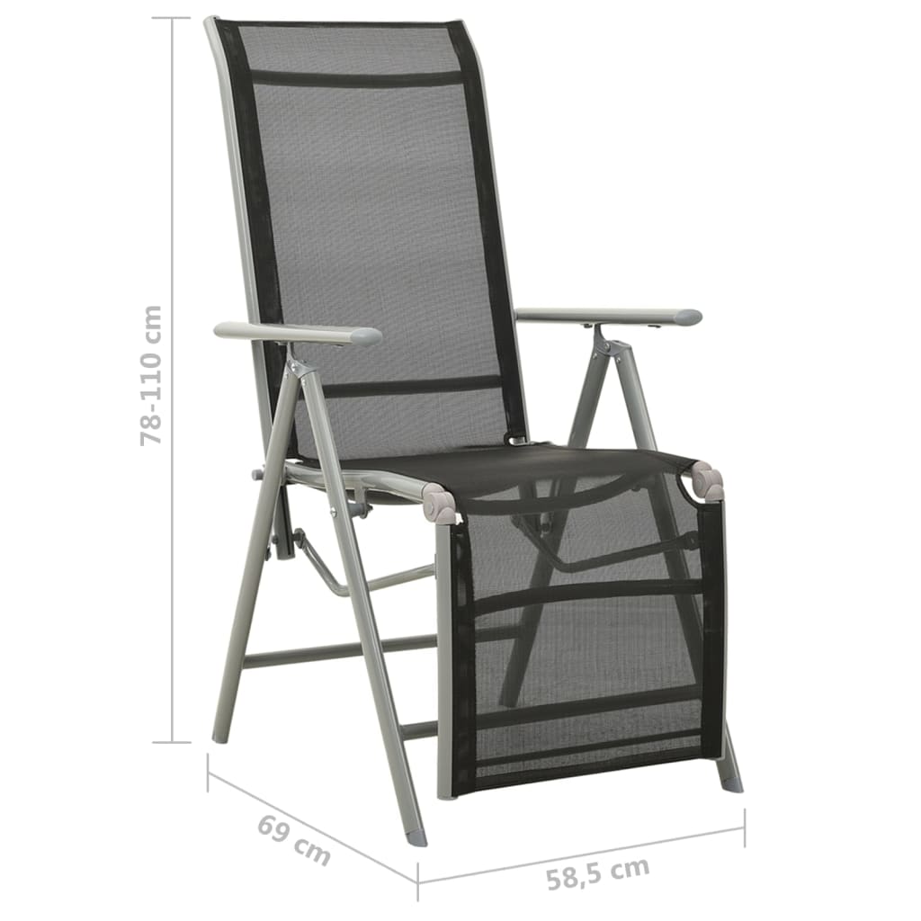 Tuinstoelen 2 st verstelbaar textileen aluminium zilverkleurig is nu te koop bij PeponiXL, paradijselijk wonen!