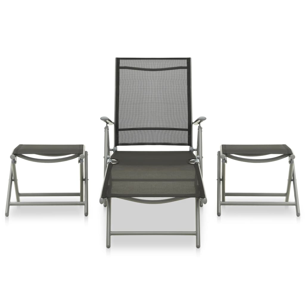 3-delige Loungeset textileen en aluminium zilverkleurig is nu te koop bij PeponiXL, paradijselijk wonen!