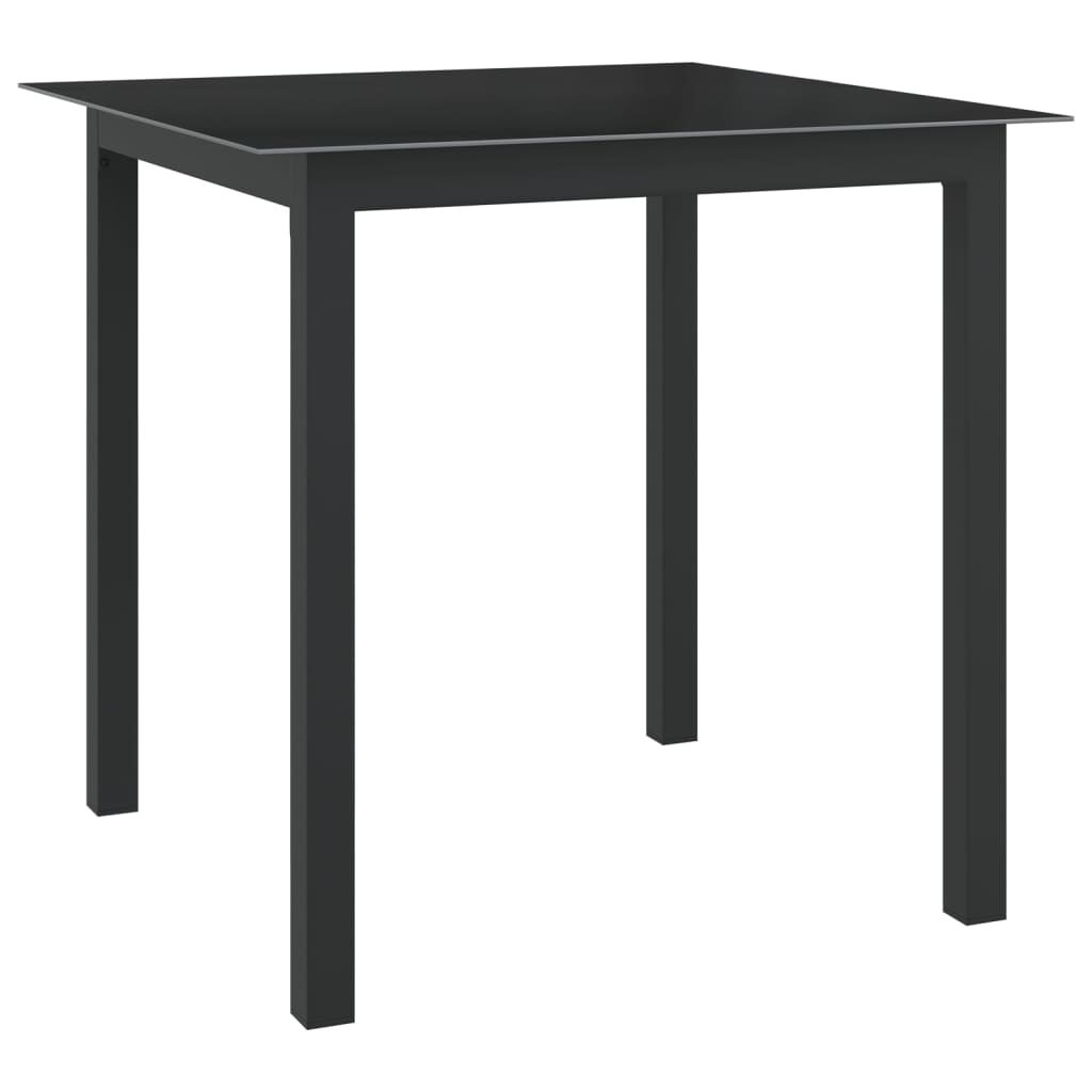 Tuintafel 80x80x74 cm aluminium en glas zwart is nu te koop bij PeponiXL, paradijselijk wonen!