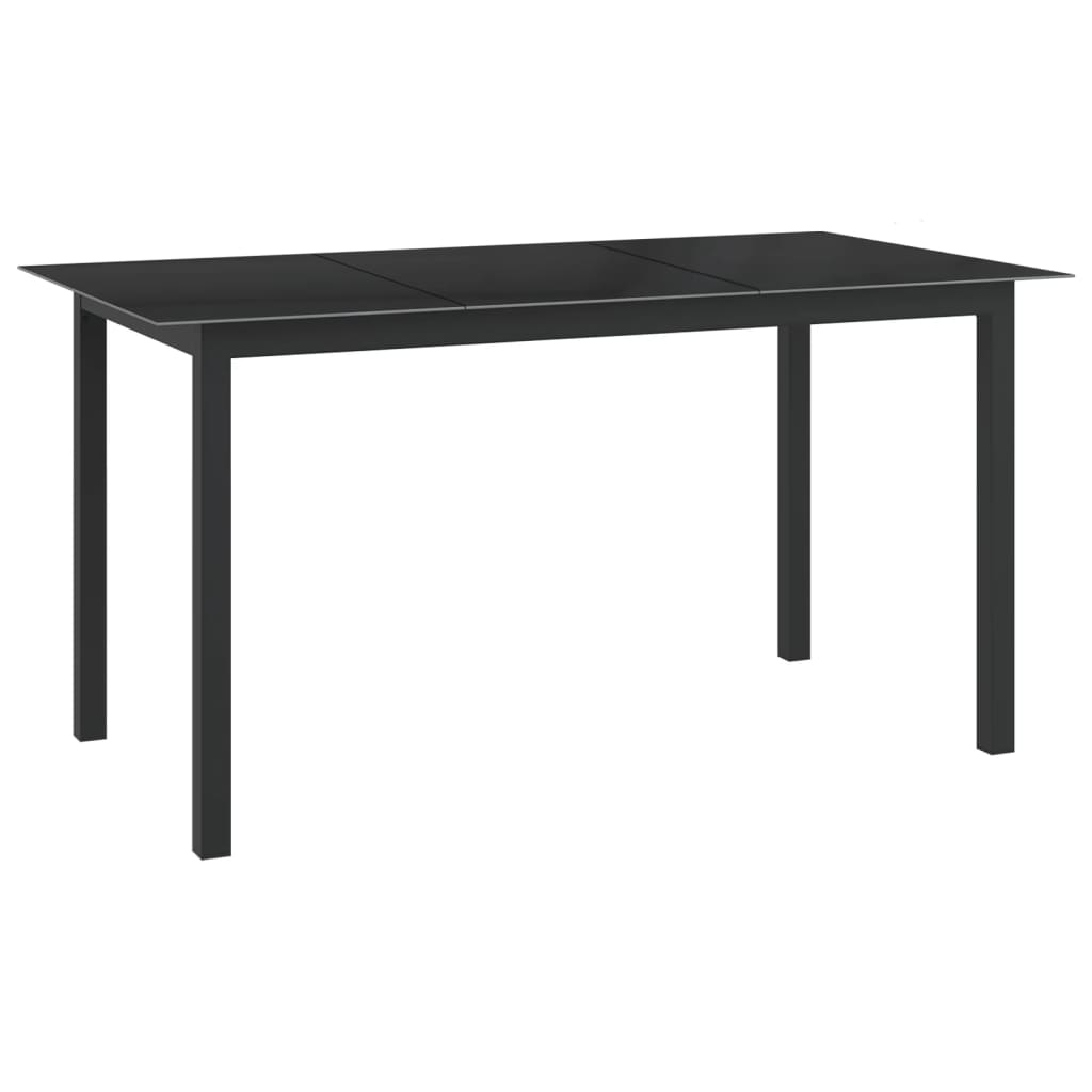 Tuintafel 150x90x74 cm aluminium en glas zwart is nu te koop bij PeponiXL, paradijselijk wonen!