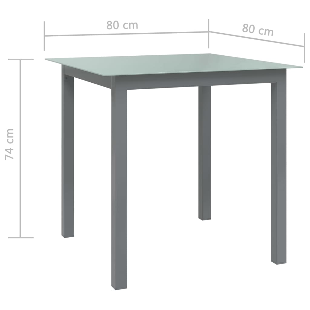 Tuintafel 80x80x74 cm aluminium en glas lichtgrijs is nu te koop bij PeponiXL, paradijselijk wonen!
