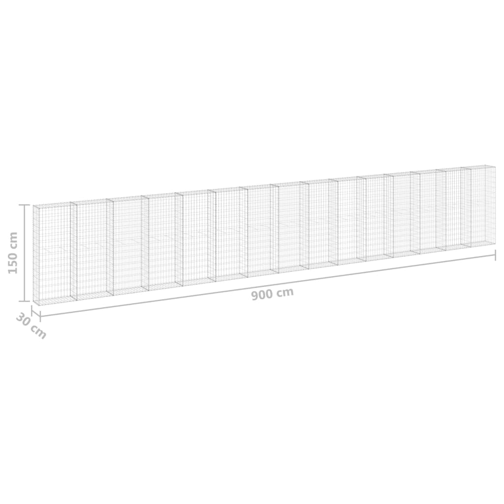 Schanskorfmuur met deksels 900x30x150 cm gegalvaniseerd staal is nu te koop bij PeponiXL, paradijselijk wonen!