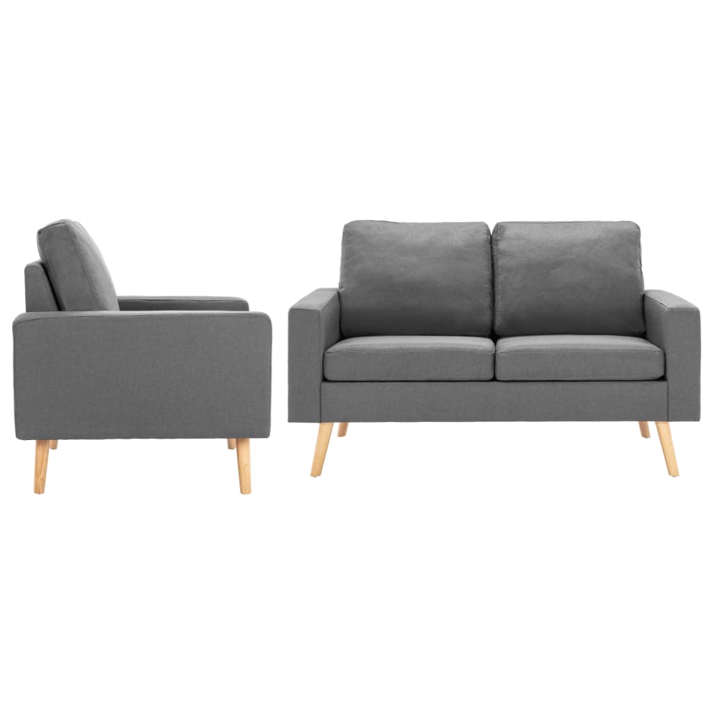 2-delig Bankstel stof lichtgrijs is nu te koop bij PeponiXL, paradijselijk wonen!