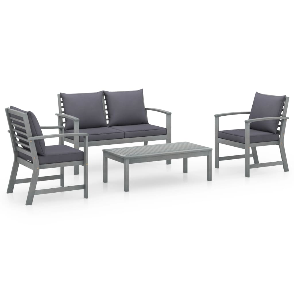 4-delige Loungeset met kussens massief acaciahout is nu te koop bij PeponiXL, paradijselijk wonen!