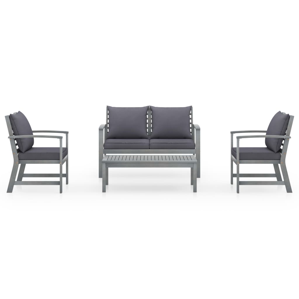 4-delige Loungeset met kussens massief acaciahout is nu te koop bij PeponiXL, paradijselijk wonen!