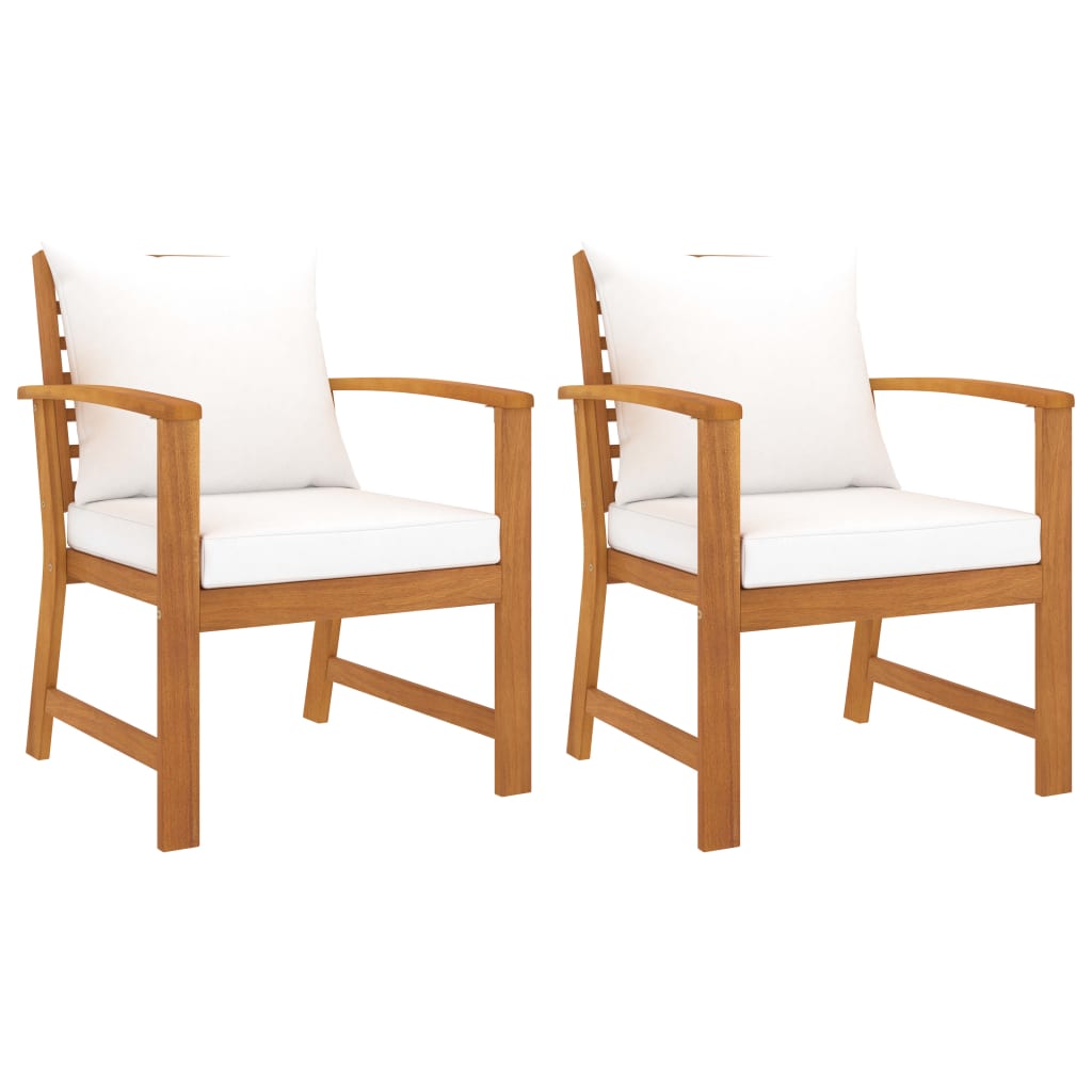 Tuinstoelen 2 st met crèmekleurig kussen massief acaciahout is nu te koop bij PeponiXL, paradijselijk wonen!