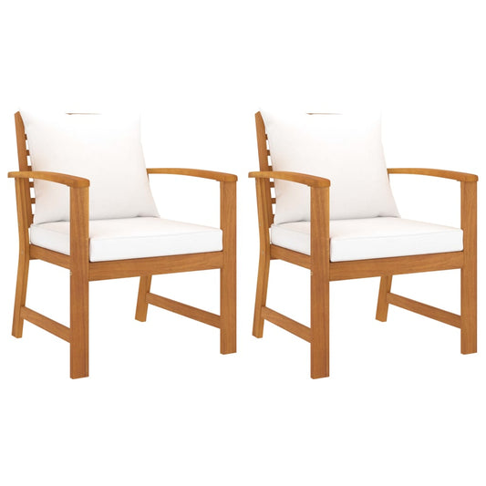 Tuinstoelen 2 st met crèmekleurig kussen massief acaciahout is nu te koop bij PeponiXL, paradijselijk wonen!