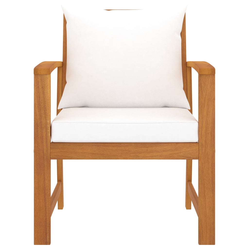 Tuinstoelen 2 st met crèmekleurig kussen massief acaciahout is nu te koop bij PeponiXL, paradijselijk wonen!