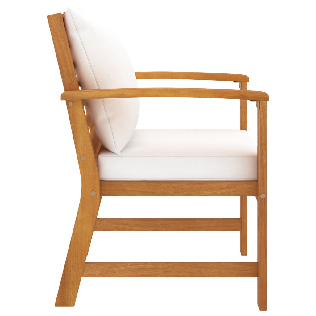 Tuinstoelen 2 st met crèmekleurig kussen massief acaciahout is nu te koop bij PeponiXL, paradijselijk wonen!