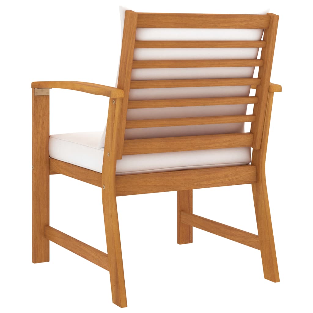 Tuinstoelen 2 st met crèmekleurig kussen massief acaciahout is nu te koop bij PeponiXL, paradijselijk wonen!