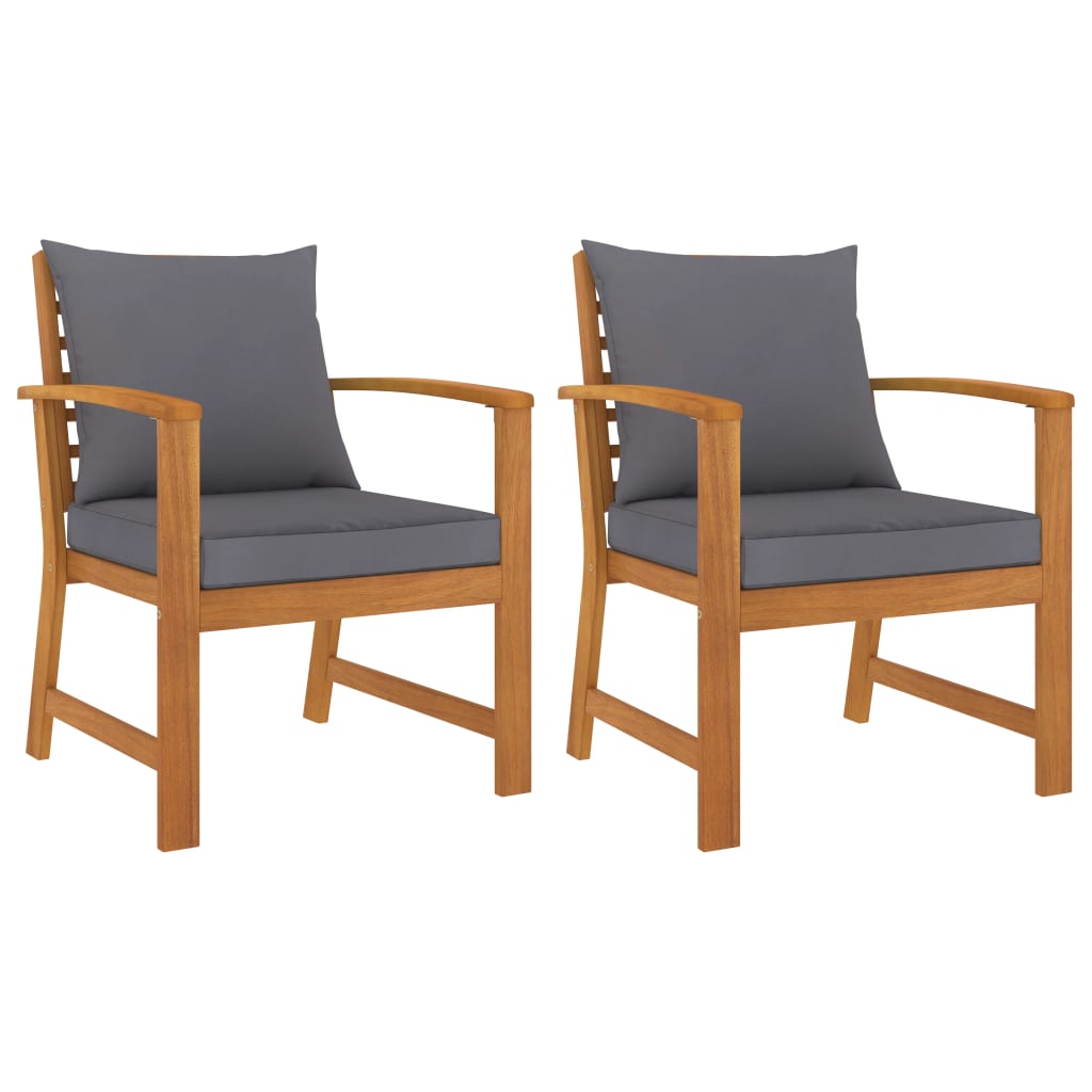 Tuinstoelen 2 st met donkergrijs kussen massief acaciahout is nu te koop bij PeponiXL, paradijselijk wonen!