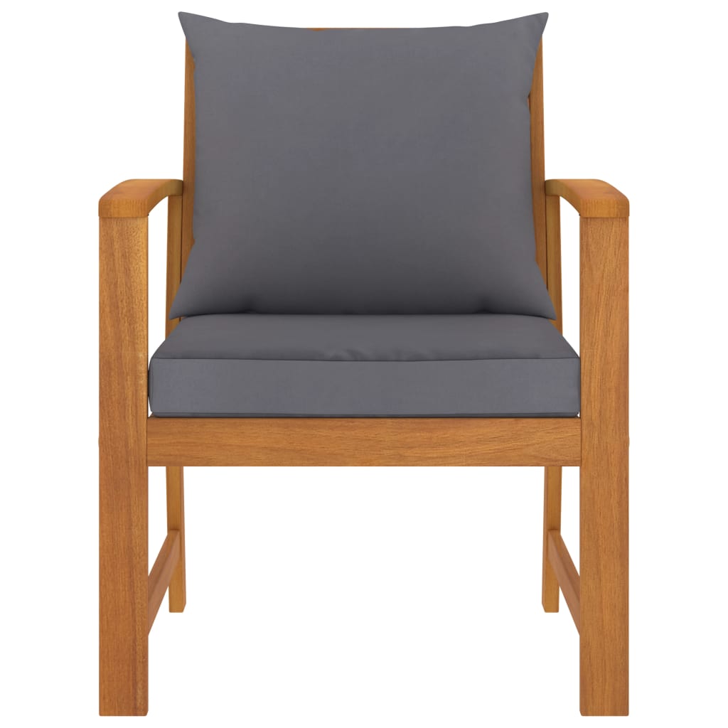 Tuinstoelen 2 st met donkergrijs kussen massief acaciahout is nu te koop bij PeponiXL, paradijselijk wonen!
