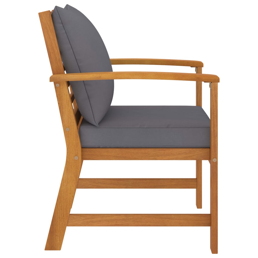 Tuinstoelen 2 st met donkergrijs kussen massief acaciahout is nu te koop bij PeponiXL, paradijselijk wonen!