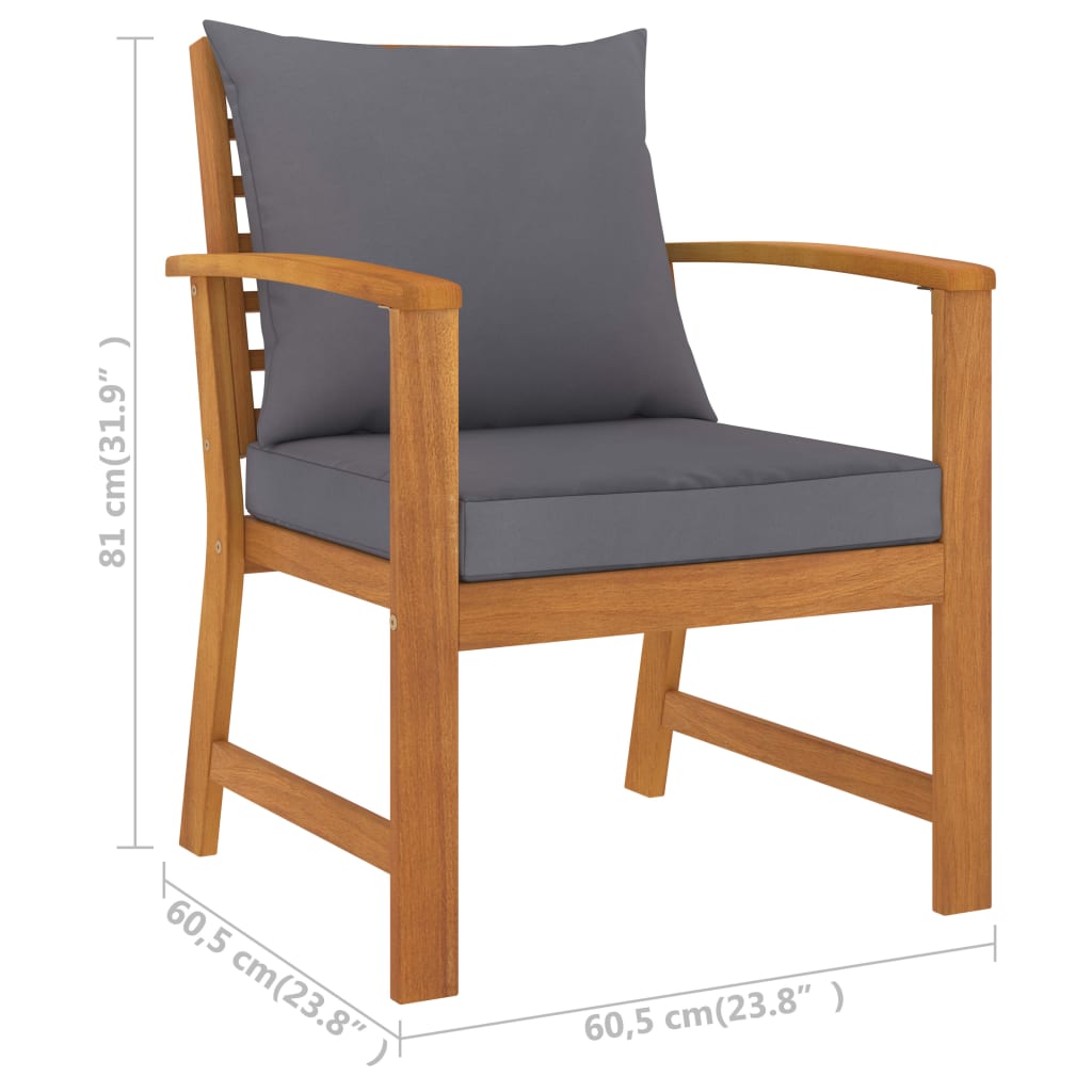Tuinstoelen 2 st met donkergrijs kussen massief acaciahout is nu te koop bij PeponiXL, paradijselijk wonen!