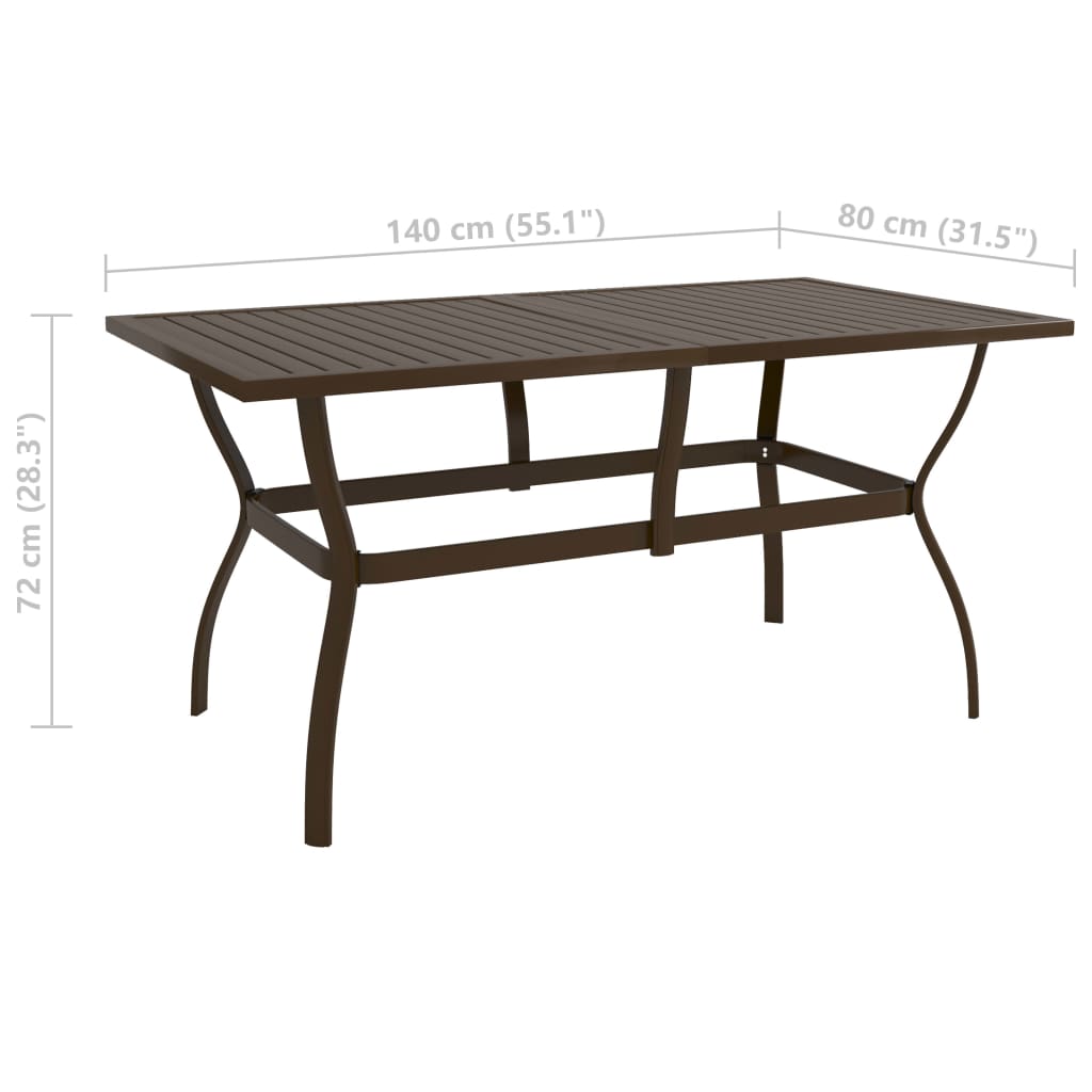 Tuintafel 140x80x72 cm staal bruin is nu te koop bij PeponiXL, paradijselijk wonen!