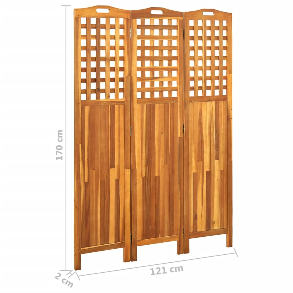 Kamerscherm met 3 panelen 121x2x170 cm massief acaciahout is nu te koop bij PeponiXL, paradijselijk wonen!