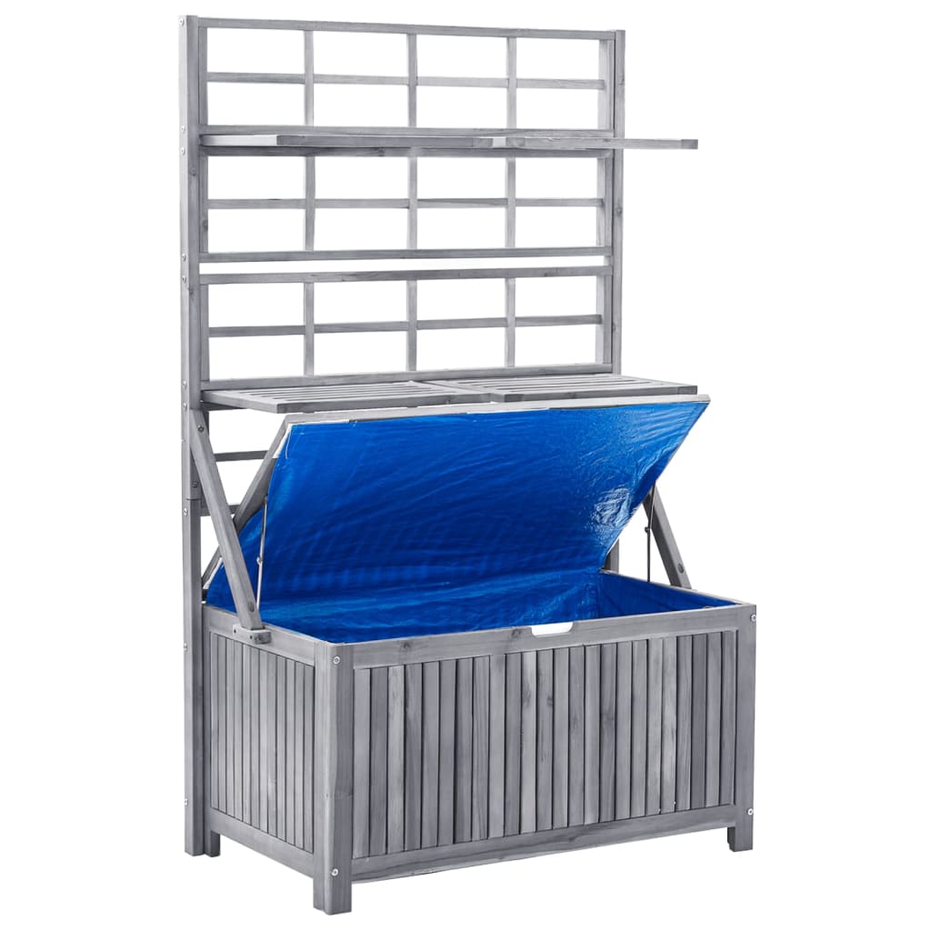 Opbergbox met latwerk 99x55x160 cm massief acaciahout grijs is nu te koop bij PeponiXL, paradijselijk wonen!