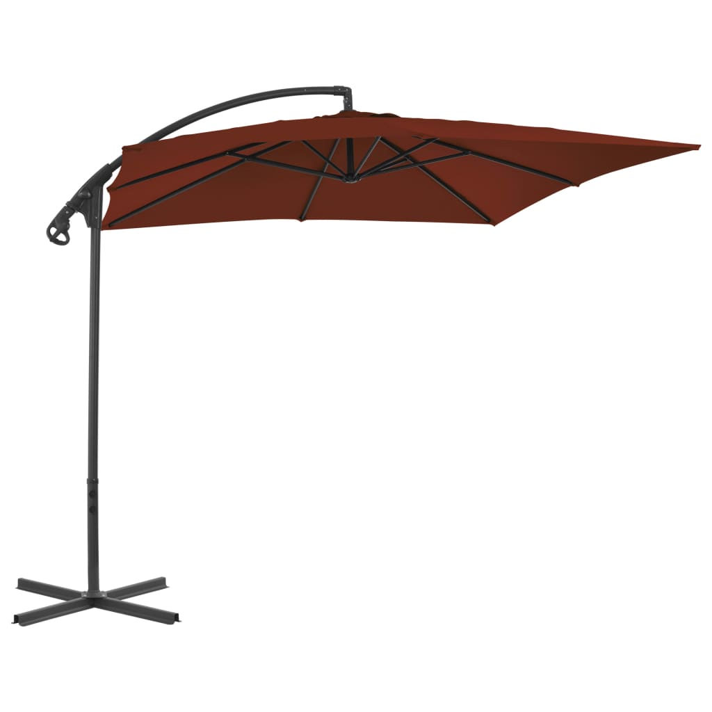 Zweefparasol met stalen paal 250x250 cm terracottakleurig is nu te koop bij PeponiXL, paradijselijk wonen!