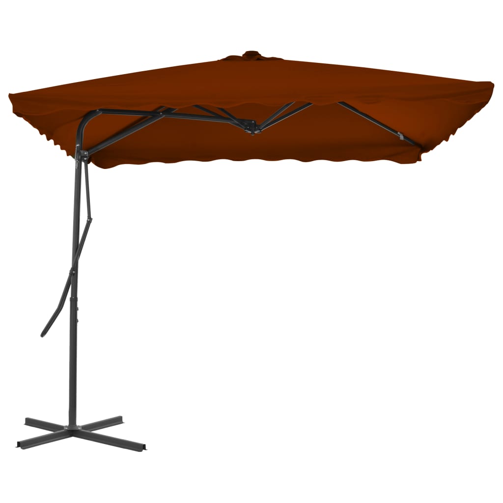 Parasol met stalen paal 250x250x230 cm terracottakleurig is nu te koop bij PeponiXL, paradijselijk wonen!