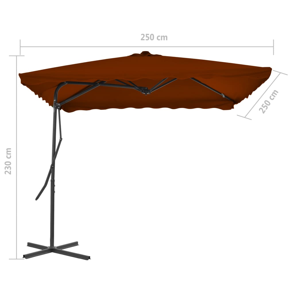 Parasol met stalen paal 250x250x230 cm terracottakleurig is nu te koop bij PeponiXL, paradijselijk wonen!