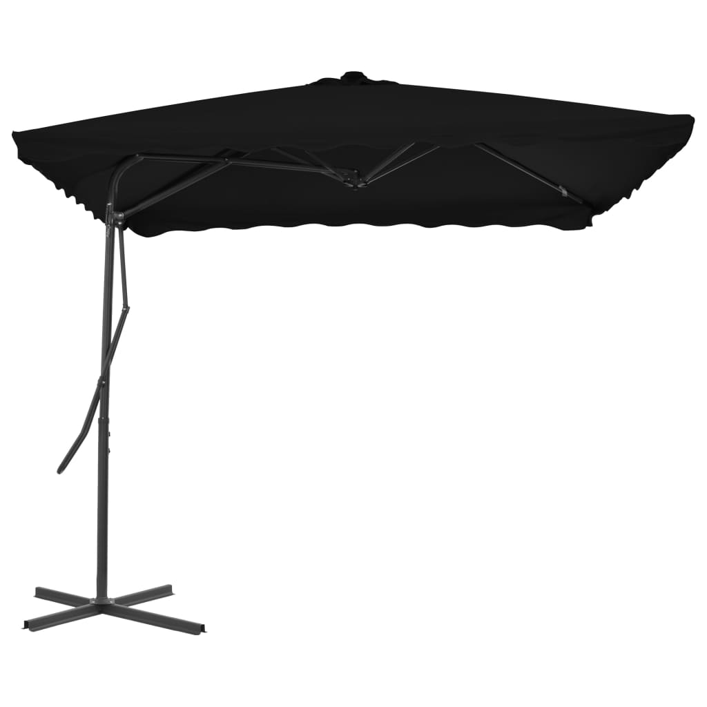 Parasol met stalen paal 250x250x230 cm zwart is nu te koop bij PeponiXL, paradijselijk wonen!