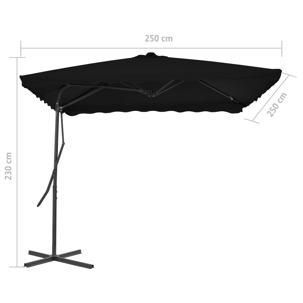 Parasol met stalen paal 250x250x230 cm zwart is nu te koop bij PeponiXL, paradijselijk wonen!