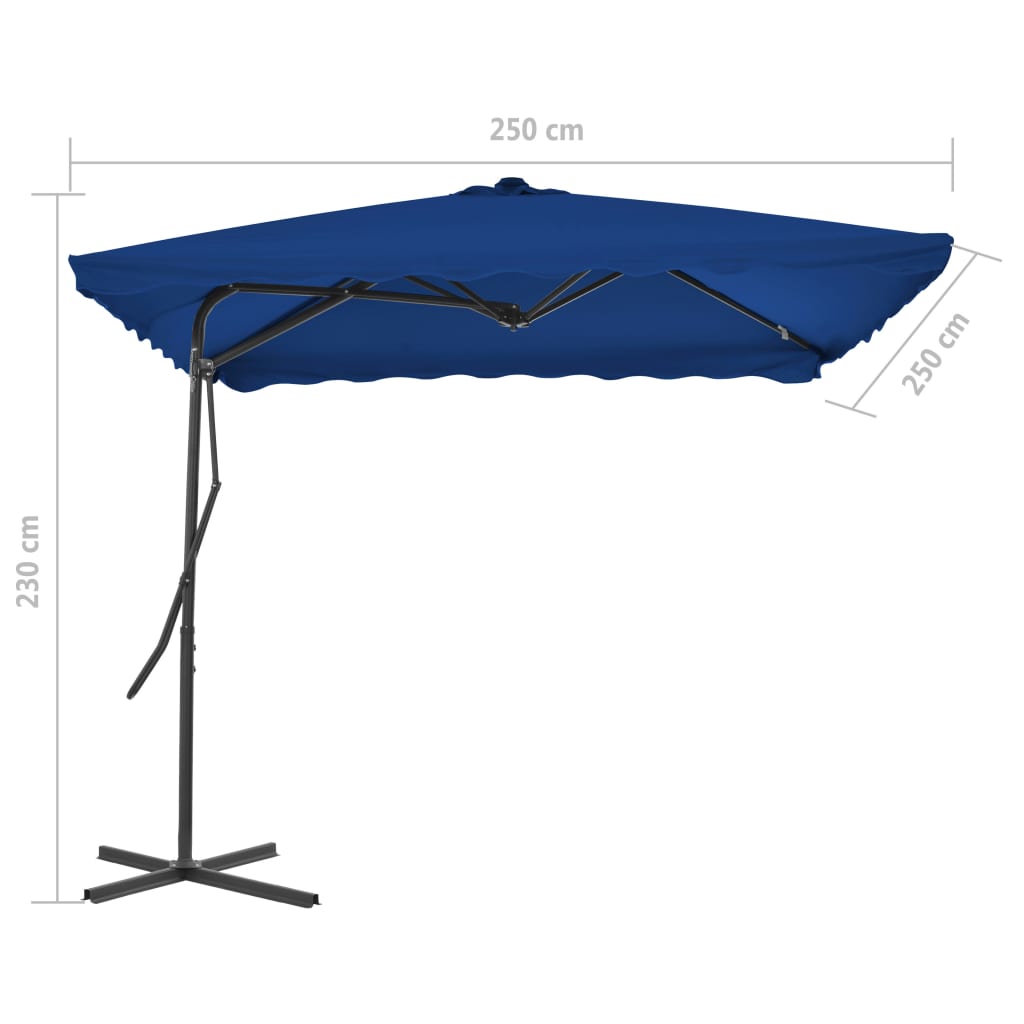Parasol met stalen paal 250x250x230 cm blauw is nu te koop bij PeponiXL, paradijselijk wonen!