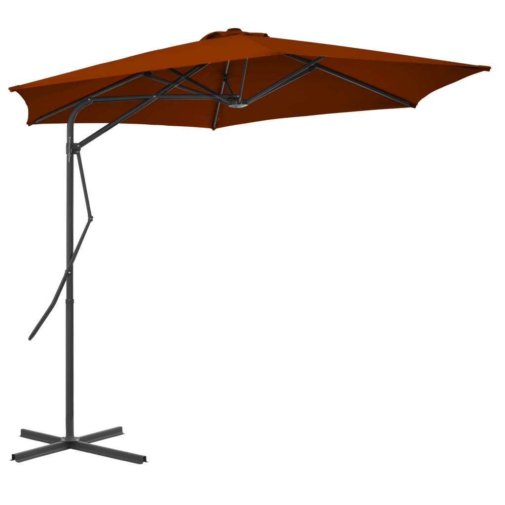 Parasol met stalen paal 300x230 cm terracottakleurig is nu te koop bij PeponiXL, paradijselijk wonen!