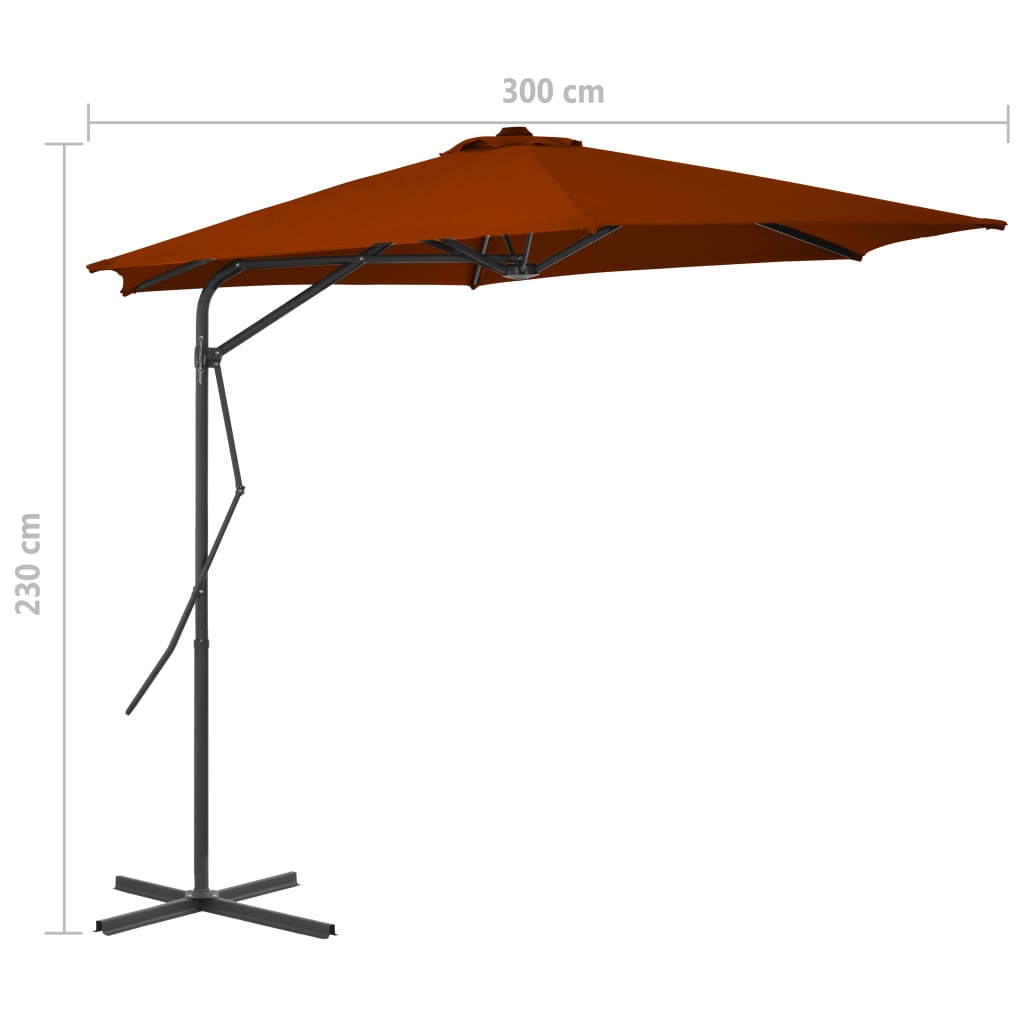 Parasol met stalen paal 300x230 cm terracottakleurig is nu te koop bij PeponiXL, paradijselijk wonen!