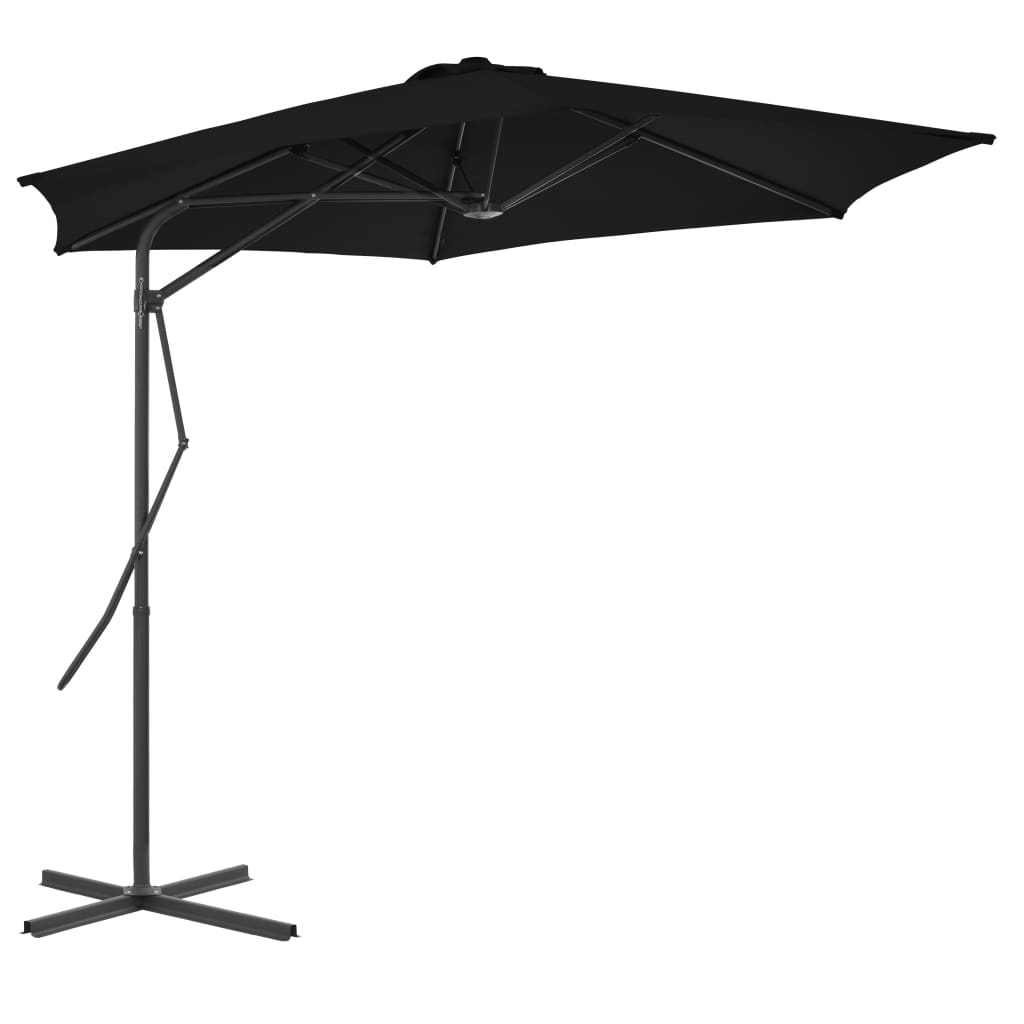Parasol met stalen paal 300x230 cm zwart is nu te koop bij PeponiXL, paradijselijk wonen!