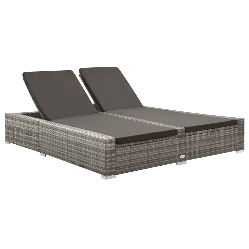 Ligbed tweepersoons poly rattan grijs is nu te koop bij PeponiXL, paradijselijk wonen!
