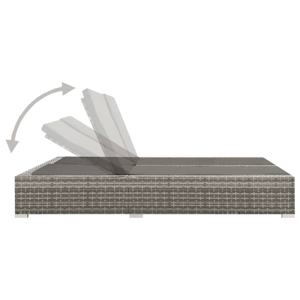 Ligbed tweepersoons poly rattan grijs is nu te koop bij PeponiXL, paradijselijk wonen!