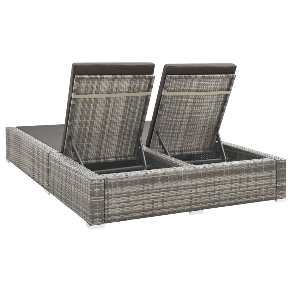 Ligbed tweepersoons poly rattan grijs is nu te koop bij PeponiXL, paradijselijk wonen!